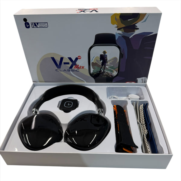 VX Max Smartwatch Set with 7 Straps and Headphones